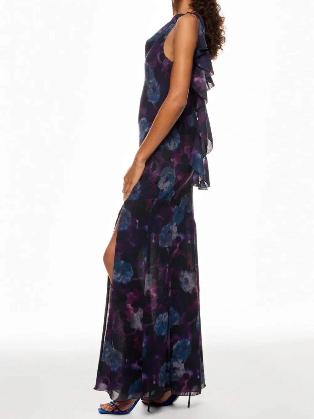 ROTATE Chiffon Maxi Ruffle Dress Sz: 4 - Picture 2 of 15